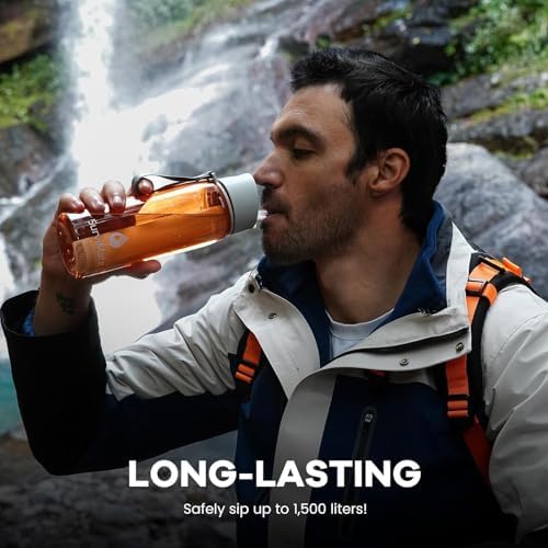 SurviMate Purified Water Bottle for Camping, Hiking, Backpacking and Travel, BPA Free with 5-Stage Intergrated Filter Straw - Image 4