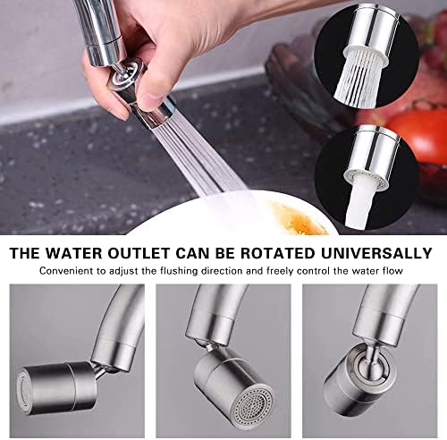 2 Pack Sink Faucet Aerator 360 Degree Swivel Kitchen Faucet Sprayer Attachment,Dual Water Flow Modes, 55/64 Inch-27UNS Female Thread,15/16 Inch-27UNS Male Thread Adapters - Image 4