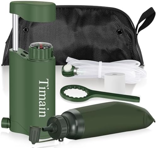 Timain Outdoor Portable Water Filter Pump,Water Filtration Systems,Perfect for Travel,Camping, Hiking,Fishing,Hunting,Emergency Preparedness (4500, Liters) by TIMAIN