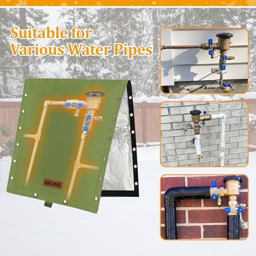 RICHIE 3-Way Opening Backflow Preventer Cover (5°F) Heavy-Duty 5-Layer Insulated Enclosure, All-Weather Protection for Outdoor Pipe, Irrigation Sprinkler Valve, Well Water Pump, 24" Wx24 H Green - Image 6