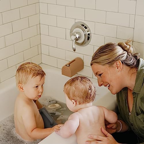 mushie Bath Spout Cover | Soft Silicone Bathtub Faucet Safety Guard for Kids | Universal Fit (Natural) - Image 3