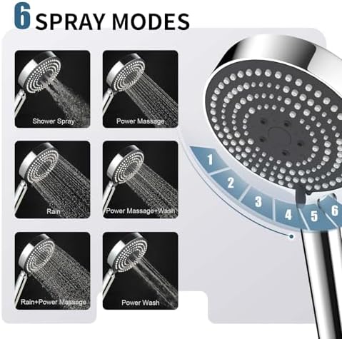 OFFO Filtered Shower Head with Handheld, 20 Stage Shower Head with Filters for Hard Water with 60" Stainless Steel Hose & Holder, 6 Modes High Pressure Shower Head to Remove Chlorine, Chrome - Image 5
