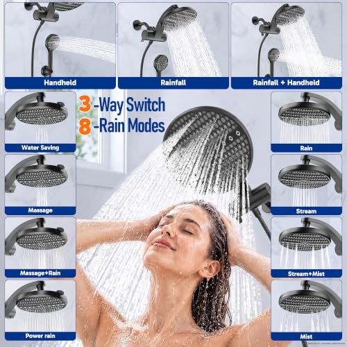 Veken Filtered Shower Head with Handheld, Multi-pattern Rain Showerhead Set - Image 4