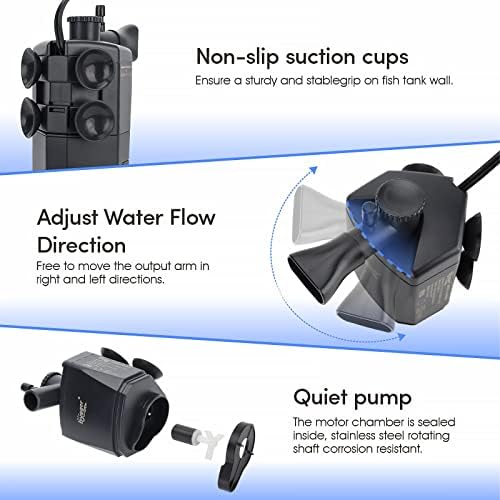 hygger 120GPH Silent Aquarium Internal Filter for 10-20 Gallon Fish Tanks - Image 5