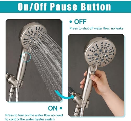 GwernKB Handheld Shower Head with ON OFF Switch & 79in Stainless Steel Hose - Image 2