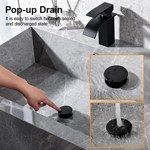 TIORIY Bathroom Sink Stopper with Overflow, Sink Drain Assembly Black - Image 4