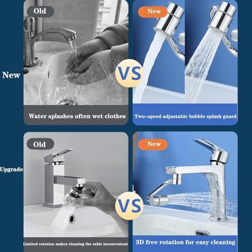2026 Upgraded Universal Sink Faucet 1080° Rotating Faucet Extender with Upward Facial Mist, U Shaped Faucet Extender, 360° Faucet Aerator for Bathroom Kitchen, 4 Water Modes Adjustable (Silver) - Image 4