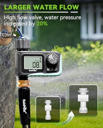 RAINPOINT Sprinkler Timer, Programmable Water Timer for Garden Hose, Outdoor Soaker Hose Timed with Rain Delay/Manual/Automatic Watering System, Digital Irrigation for Yard, Lawn, 1 Outlet - Image 5