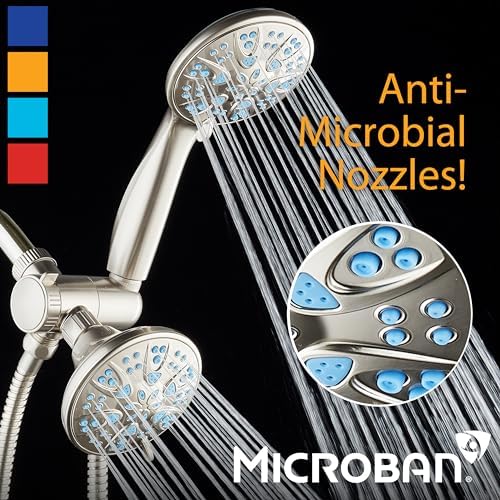 AquaDance Antimicrobial/Anti-Clog High-Pressure 30-setting Dual Head Combination Shower with Microban Nozzle Protection From Growth of Mold, Mildew & Bacteria for a Healthier Shower – Aqua Blue - Image 3
