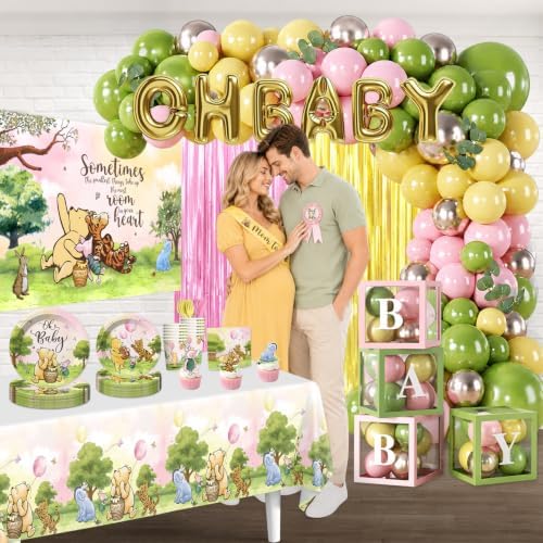 280pcs Bear Baby Shower Decorations Complete Party Set, 25 guests - Image 6