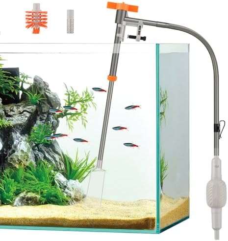 AQQA Aquarium Siphon Vacuum Cleaner Kit with 3 Replaceable Heads by AQQA