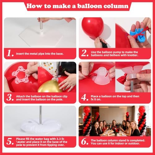 Red and Black Balloon Column Stand Kit Set of 2 for Floor - Image 5