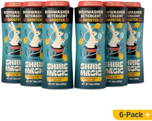 Hard Water Dishwasher Non-liquid Rinse Aid Booster, Concentrated Crystal Natural Citric Acid Spot & Film Remover for Spotless Glassware, Works with Any Detergent, 30 oz (Pack of 6) - Image 2