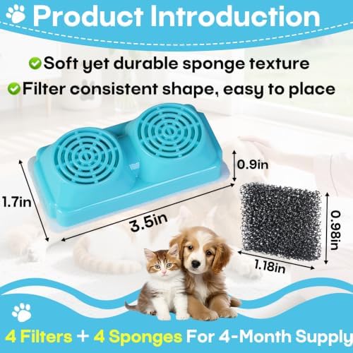 4-Pack Pet Water Fountain Filter Compatible with Emdoro Pet Water Fountains - Image 2