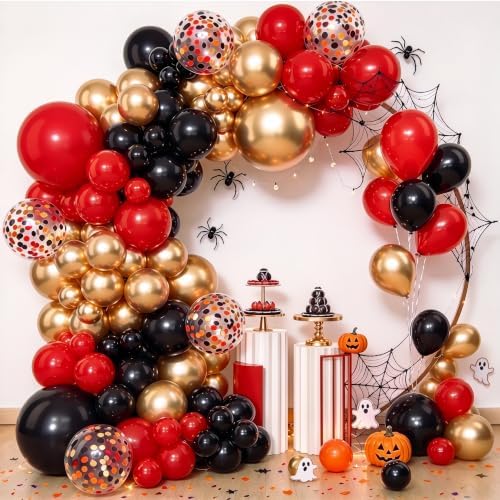 Amandir 153pcs Red Black Gold Balloon Garland Arch Kit Different Sizes by Amandir
