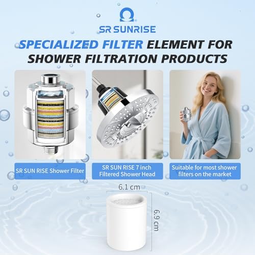 SR SUN RISE 20 Stage Shower Filter Cartridges for Hard Water, 4 Pack - Image 2