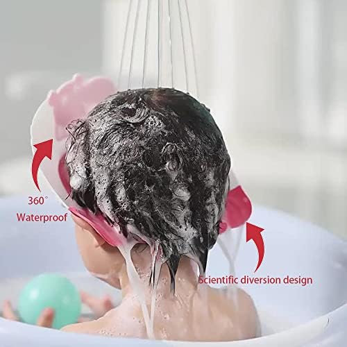 Baby Shower Cap Shield, Shower Cap for Kids, Visor Hat for Eye and Ear Protection for 0-9 Years Old Children,Cute Dinosaur/Crocodile/Hippo shape Makes the Baby Bath More Fun (Dinosaur, Red) - Image 7