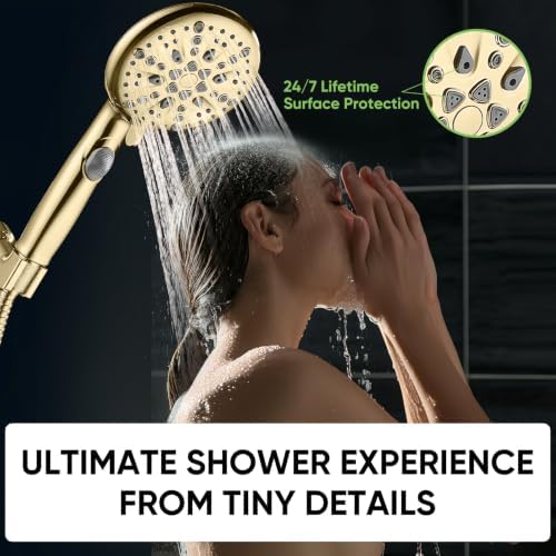 Cobbe 9 Spray Modes Handheld Shower Head, Water-Saving, Gold - Image 5