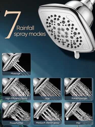 Cobbe Filtered Shower Head, 7 Modes High Pressure Shower Heads Chrome - Image 4