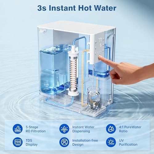 Tanoxo Reverse Osmosis Water Filter Countertop System, 5-Stage RO Filtration, Instant Hot Water with 4 Temperature Settings, BPA-Free - Image 6