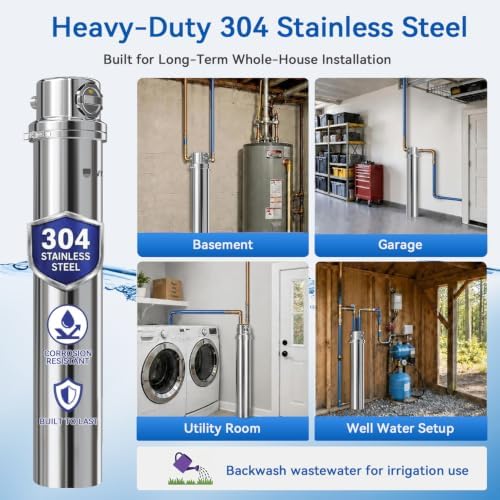 Whole House Water Filter 6-Year Backwash Filtration System Stainless Steel - Image 6