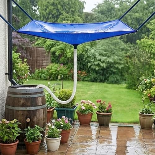 Rainwater Collection System with Hose and Water Diverter Tarp by Unknown