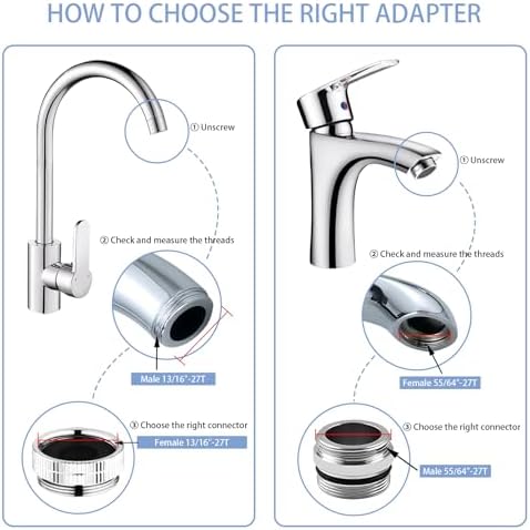 12 pcs Faucet Adapter Kit, CNYMANY Kitchen Aerator Adapter Set Male Female Sink Faucet Adapter Connecting Garden Hose Water Filter Standard Hose via Diverter - Image 3