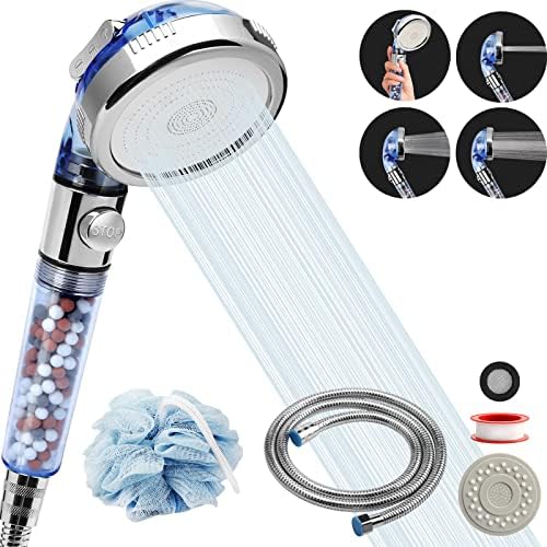High Pressure Shower Head with Hose, REHAVE Water Saving RV Handheld Shower Head, Shower Sprayer, 3 Mode, Handheld Spray Showerheads for Dry Skin Hair Loss, Purifying Filtration Mineral Stone Beads - Image 2
