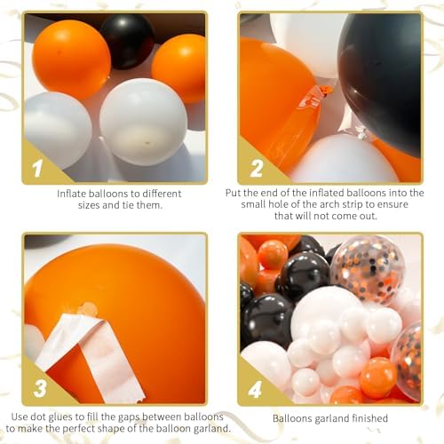 136pcs Black Orange White Balloon Garland Kit - 18/12/10/5 Inch Balloons - Image 3