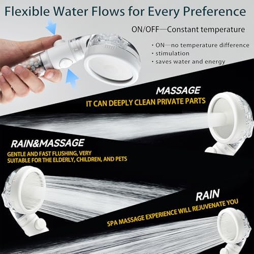 Filtered Shower Head with Handheld - High Pressure Mineral ShowerHead with Filters for Hard Water - Reduces Dry Itchy Skin, Easy Instal, 4 Modes, Water Saving, Durable, Detachable anti blocking - Image 4