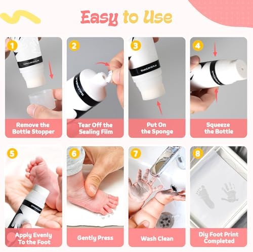 Nabance Baby Hand and Footprint Paint, Sponge Head, Baby Safe Paint, White - Image 4
