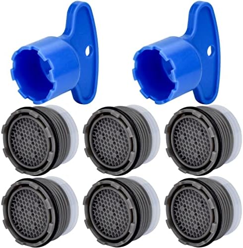 6 Pieces Faucet Aerators with Faucet Aerator Removal Tool 18.5 mm Water Saving Flow Restrictor Set Replacement Part for Bathroom or Kitchen by Sankoly