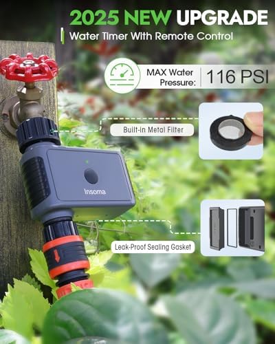 Insoma Sprinkler Timer with Remote Control, Water Hose Timers, Turns Water Off Automatically, Up to 120 Minutes of Run Time, Irrigation Timer for Lawn, Drip, Soaker Hose, and Garden, 1 Outlet - Image 2