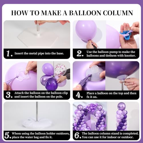 Purple Balloon Column Stand Kit Set of 2 for Floor - Image 6