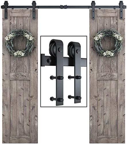 SMARTSTANDARD 6.6 FT Double Barn Door Hardware Kit, Fit 20" Wide Door Panel by SMARTSTANDARD