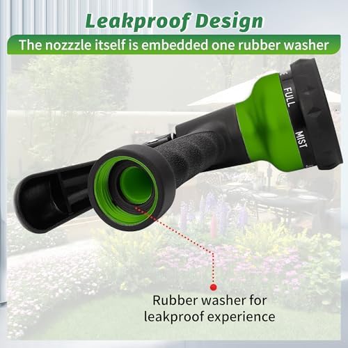 AUTOMAN-Garden-Hose-Nozzle, 2 Pack ABS Water Spray Nozzle with Heavy Duty 7 Adjustable Watering Patterns,Slip Resistant for Watering Plants,Lawn& Garden,Washing Cars,Cleaning,Showering Pets - Green - Image 5