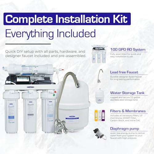 Crystal Quest Thunder Reverse Osmosis Water Filter System - 12 Stages Ultrafiltration- Under Sink Reverse Osmosis - Complete Installation Kit - 100 GPD RO Water Filtration System (with Pump) - Image 6