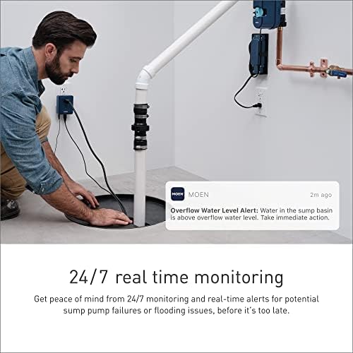 Moen Moen Smart Sump Pump Monitor, Wi-Fi Connectable Water Alarm Sensor for Basement Sump Pump, S2000ESUSA - Image 2