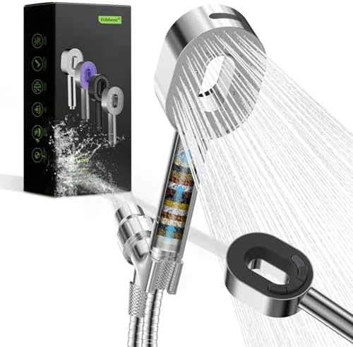 Hibbent Filtered Showerhead with handheld, High Pressure 5 Sprays Shower by Hibbent