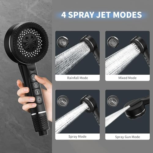 High Pressure Filtered Shower Head - Handheld Ion Showerhead Drops Combo for Hard Water | 3 Modes with 3 Replacement Filters, 59" Extra Long Hose & Adjustable Bracket for Dry Skin & Hair Protection - Image 3