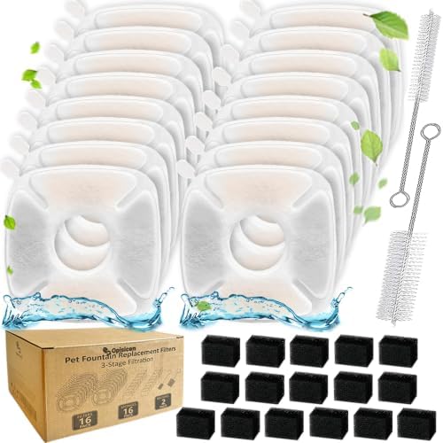 34 Pcs Cat Water Fountain Filters Replacement Compatible with VEKEN 95oz/2.8L Cat Water Fountain Filters Automatic Dog Water Fountain Filters Pet Fountain by OPISICEN