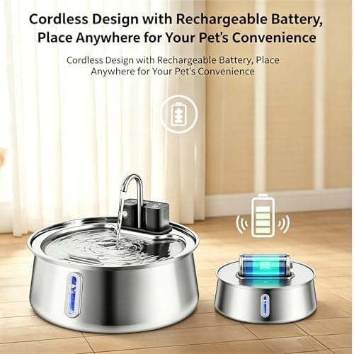 Selene Dog Water Fountain, Pet Water Fountain, Pet Water Fountain Stainless Steel, Large-Capacity Smart Cat Water Fountain with Sensor (Water Dispenser) - Image 4