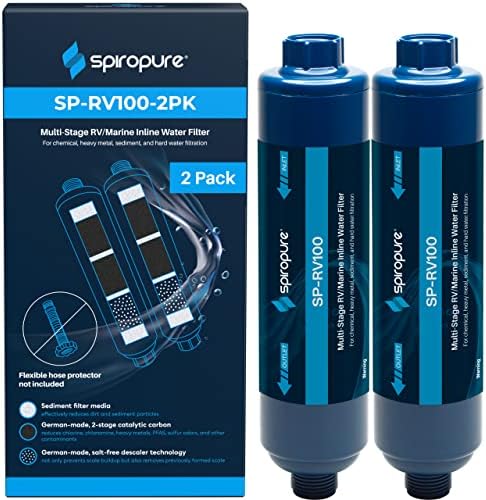 SpiroPure SP-RV100-2PK RV Water Filter 2-Pack Multi-Stage Marine Inline by SpiroPure