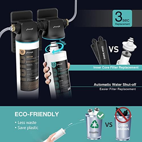 Frizzlife DW10 Under Sink Water Filter System, NSF/ANSI 53&42 Certified Elements, Reduces 99.99% Lead, Chlorine, Fluoride, Bad Taste & Odor, Direct Connect, 0.5 Micron, USA Tech - Image 4