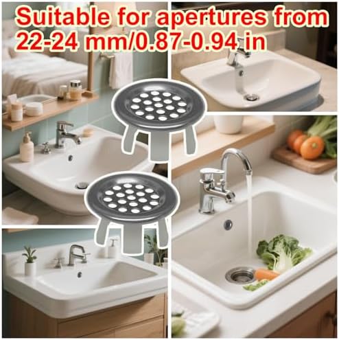 6 Pack Stainless Sink Basin Trim Overflow Cover,Bathroom Sink Overflow Trim Ring Stainless Steel Mesh Round Hole,Sink Basin Trim Ring Insert in Hole Round Caps for Home,Sink,Bathroom,Kitchen - Image 4