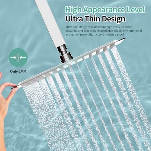 SR SUN RISE Luxury 12 Inch Large Square Stainless Steel Shower Head High Pressure Rainfall Showerhead Ultra Thin Water Saving Polished Chrome - Image 5