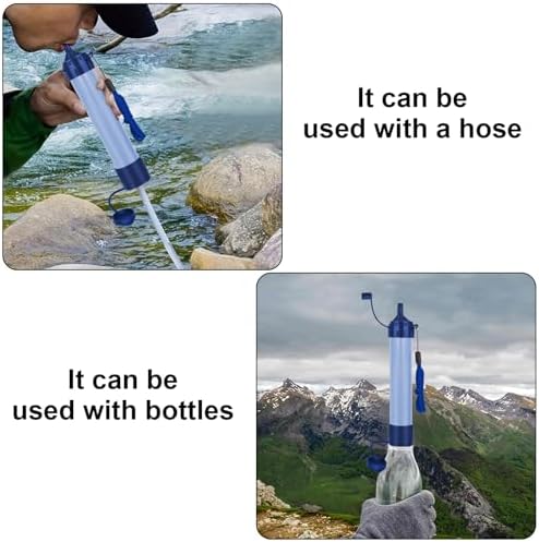 Water Straws Filter, Personal Backpacking Water Filter Straw Portable for Camping Hiking Travels (Light Blue) - Image 3