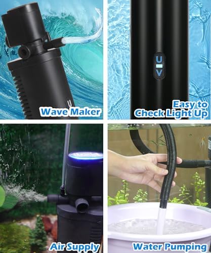 COOSPIDER Aquarium Filter with 6W U-V Light 158GPH for 10-45 Gallon Tank - Image 5