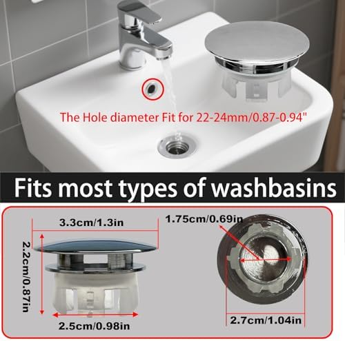 2 Pack Sink Basin Overflow Trim Ring,Solid Brass Bathroom Sink Trim Overflow Cover,Bathroom Kitchen Sink Trim Overfollow Cover Insert in Hole Round Caps(Silver) - Image 2