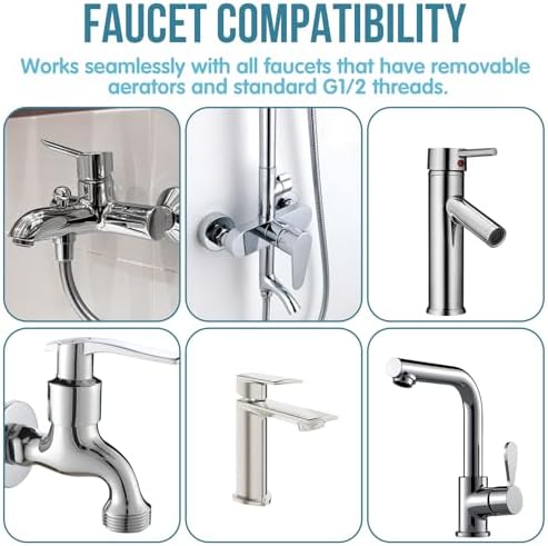 3Pcs Brass Faucet to Hose Adapter with Aerator, Sink Hose Adapter Set with Washers & Tape – Fits G1/2" Female, 55/64" Female, and 15/16" Male, Connects to 3/4" GHT Garden Hose - Image 5